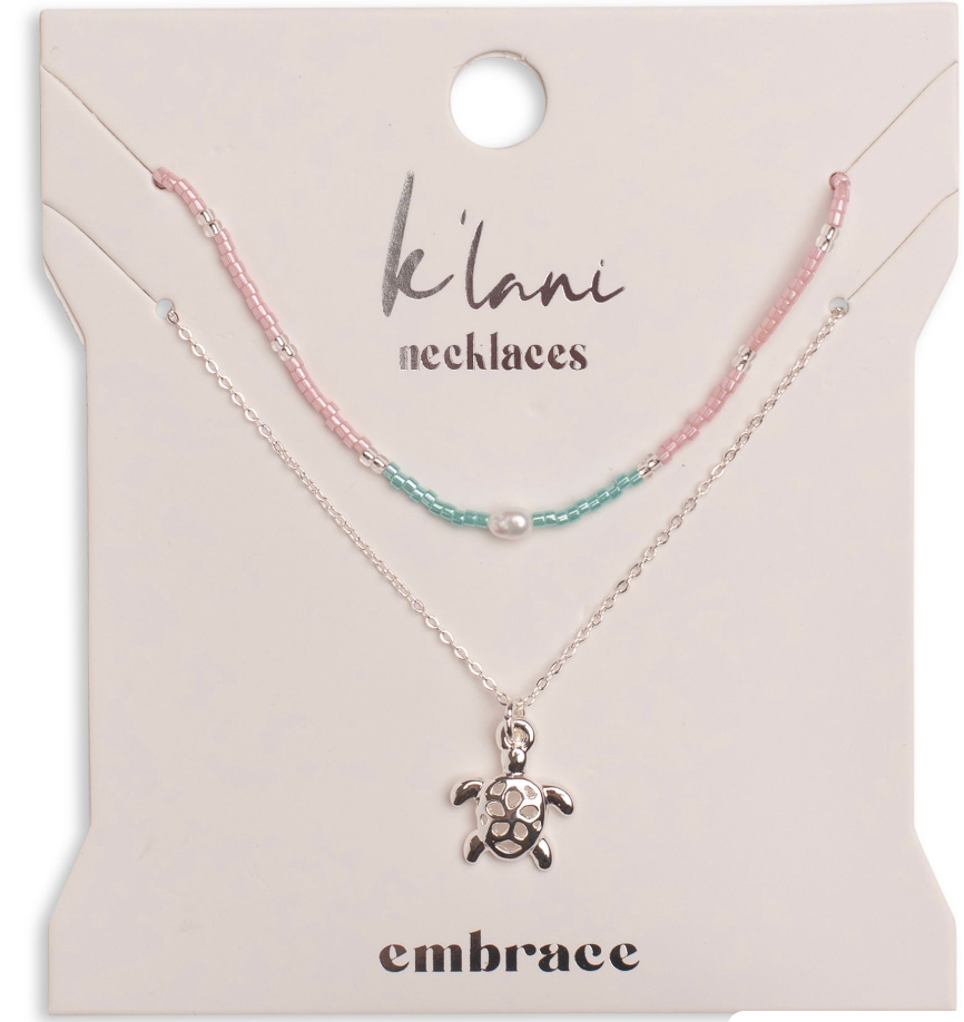 K'lani - Embrace - Silver Sea Turtle Necklace Set