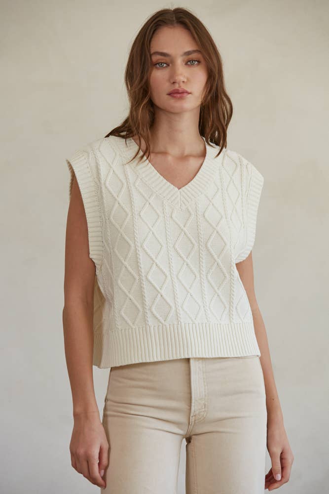 By Together Braelynn Cable Knit Sweater Vest