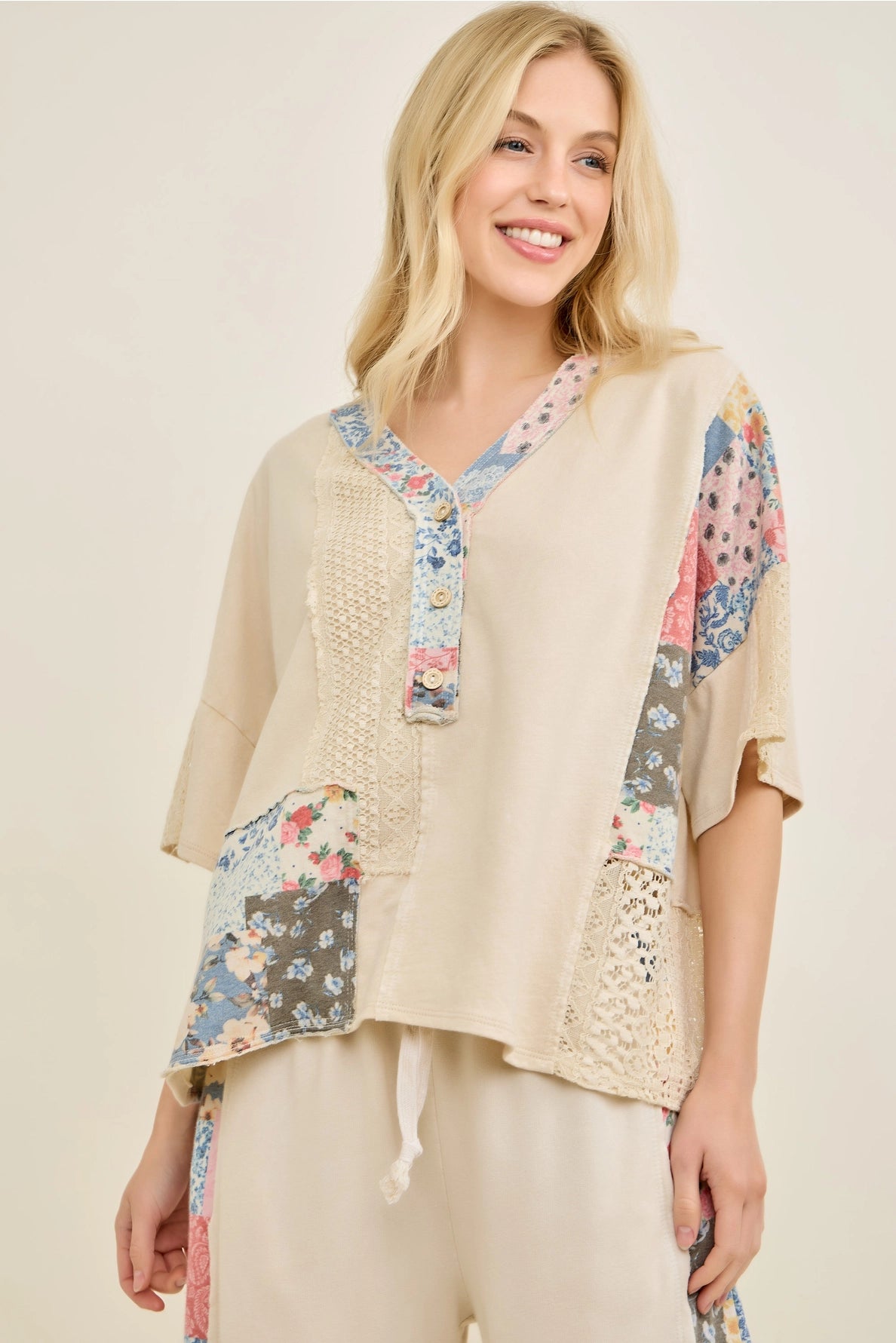 J.Her Bandana Henley Lounge Top