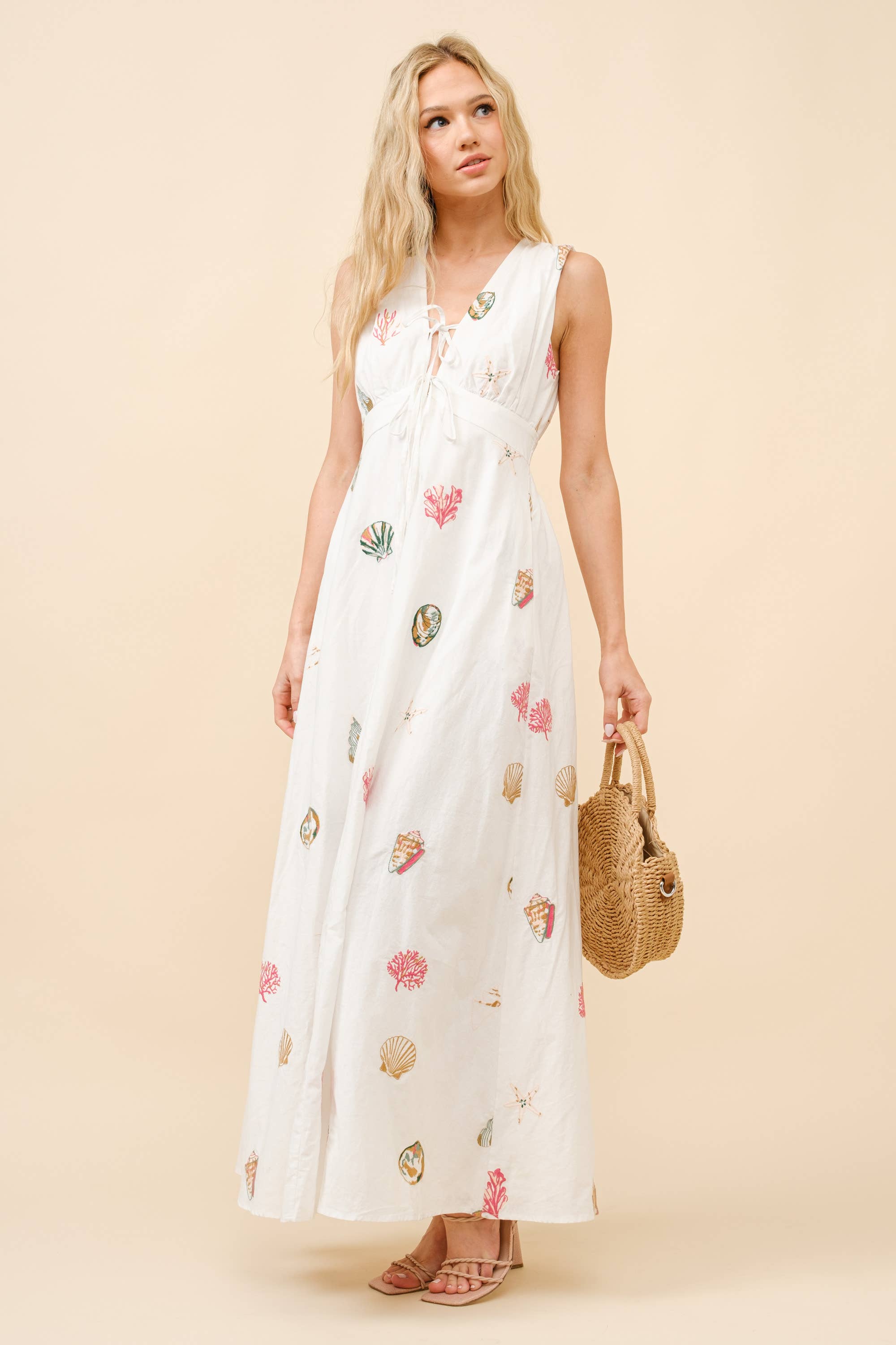 Blue B Seashell Embroidered Maxi Dress