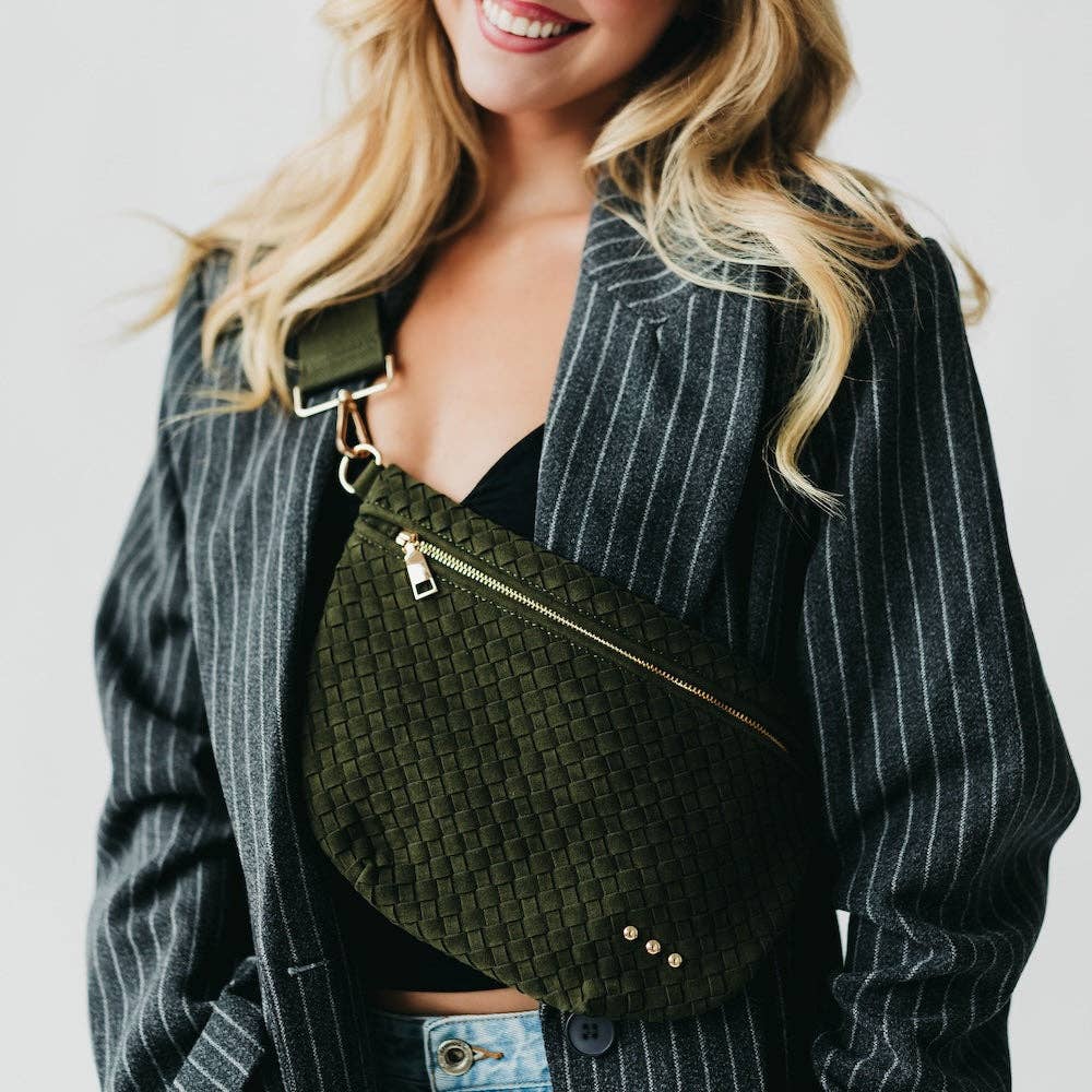 Pretty Simple Westlyn Vegan Suede Woven Bum Bag