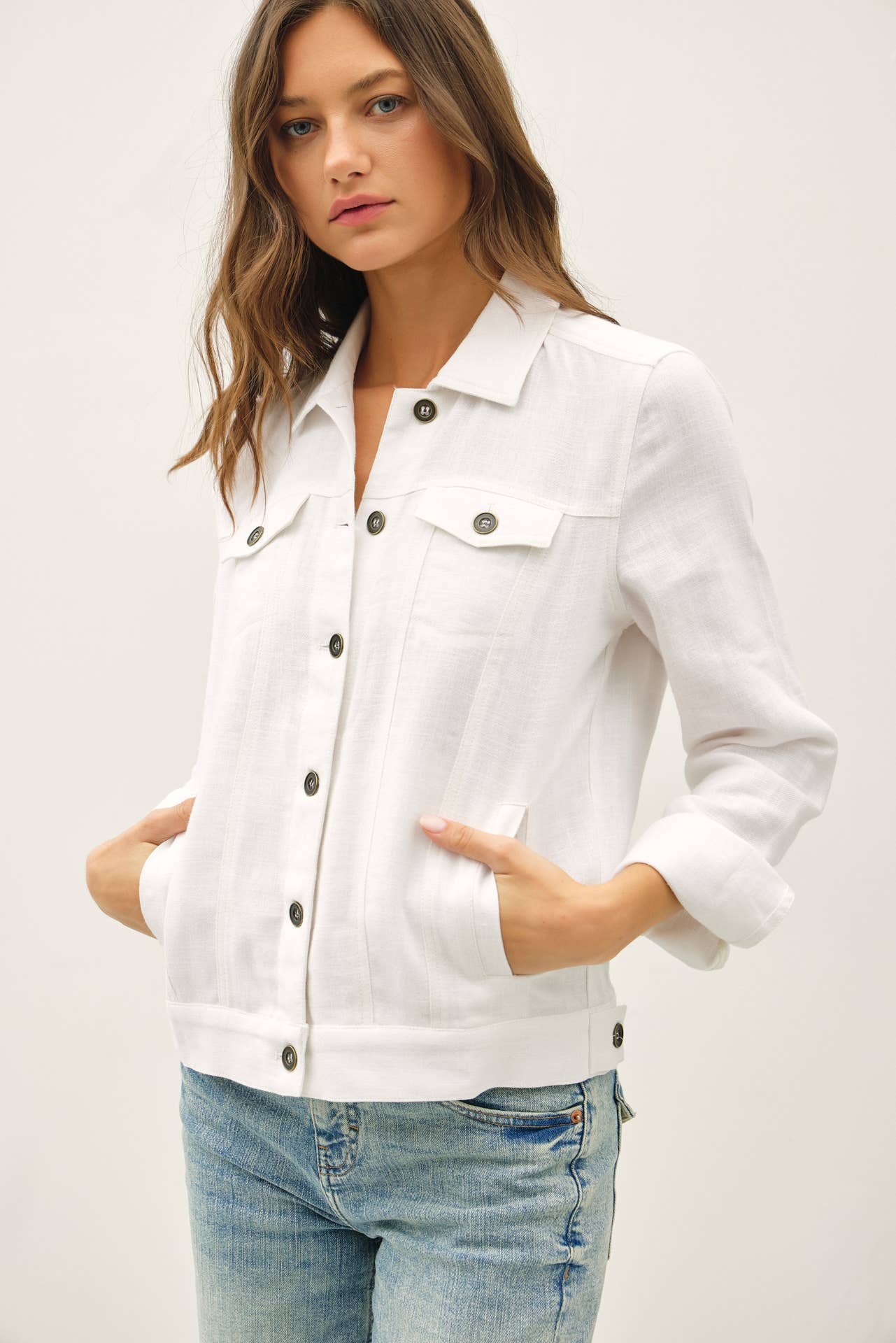 Be Cool Linen Trucker Jacket