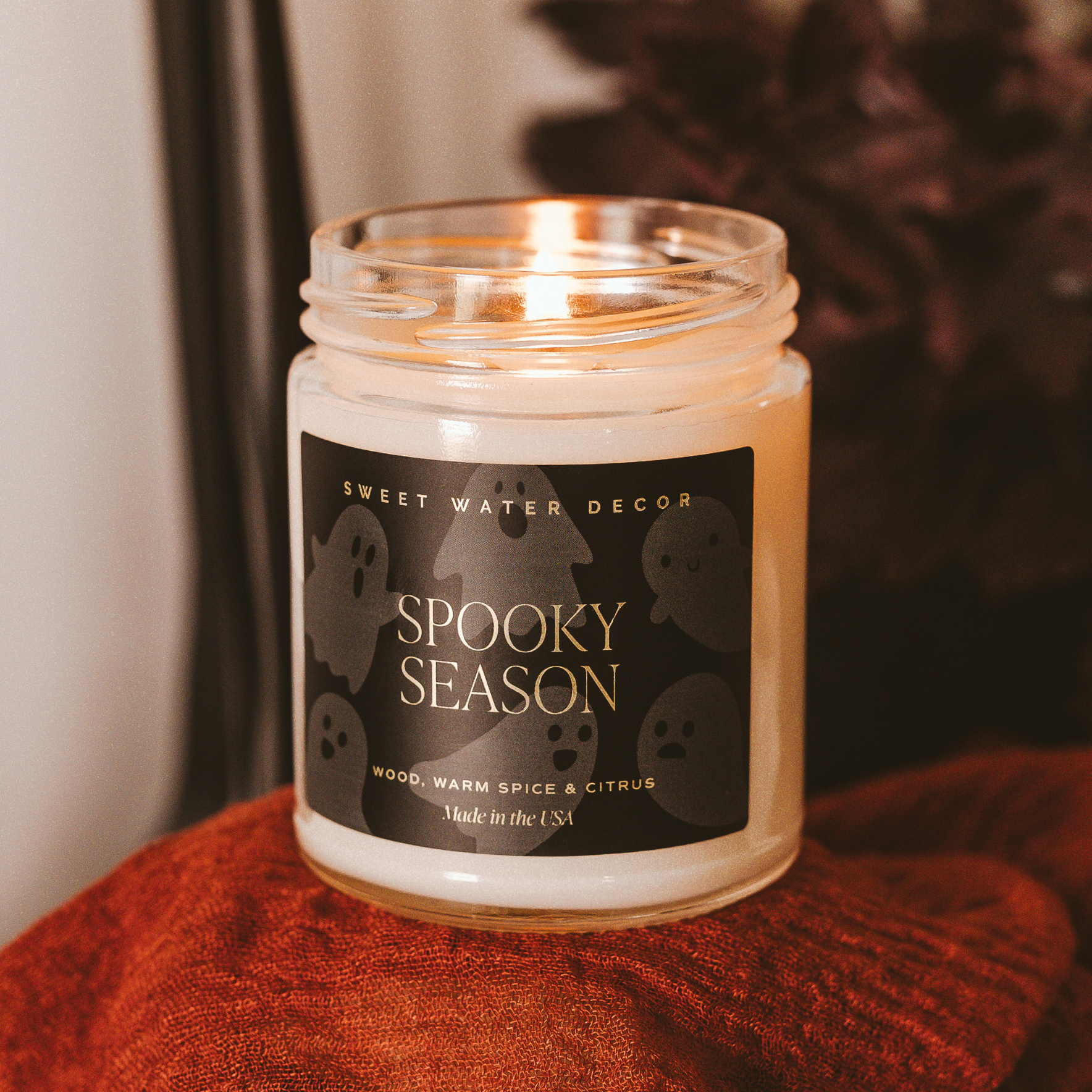 Sweet Water Decor Spooky Season 9 oz Soy Candle in glass jar with lid
