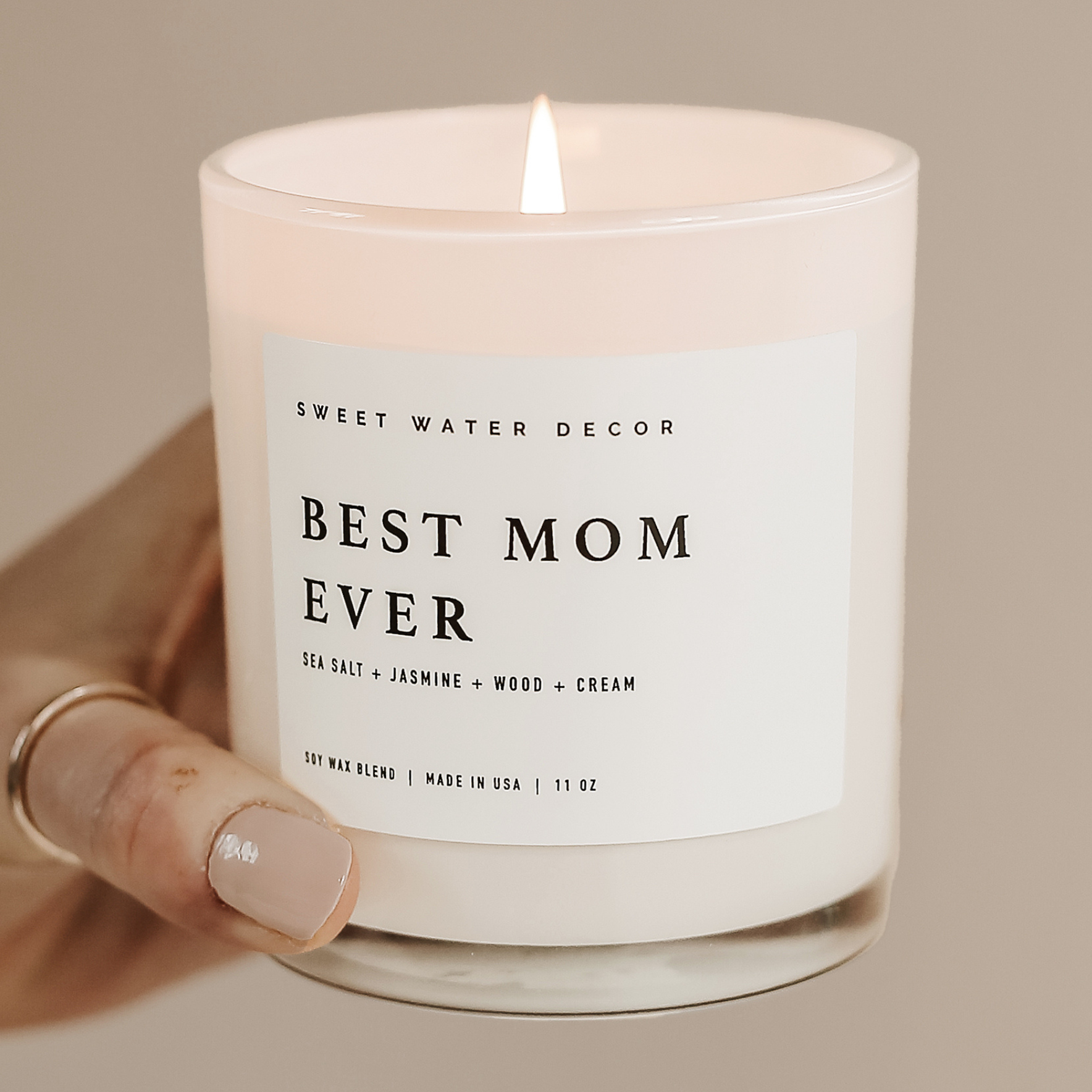 Sweet Water Decor Best Mom Ever Soy Candle with Wooden Lid