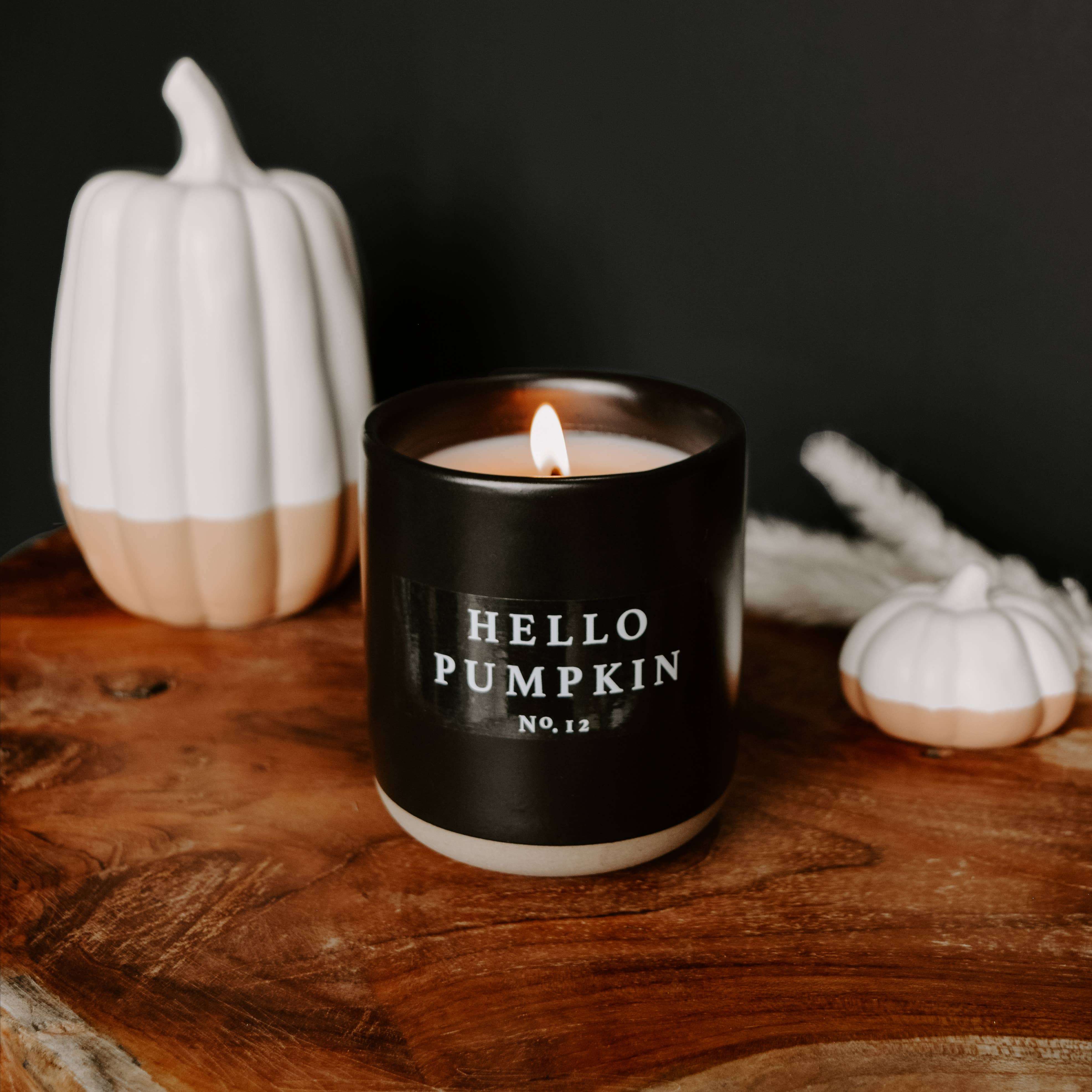 Sweet Water Decor - Hello Pumpkin 12 oz Soy Candle in Black Stone Container