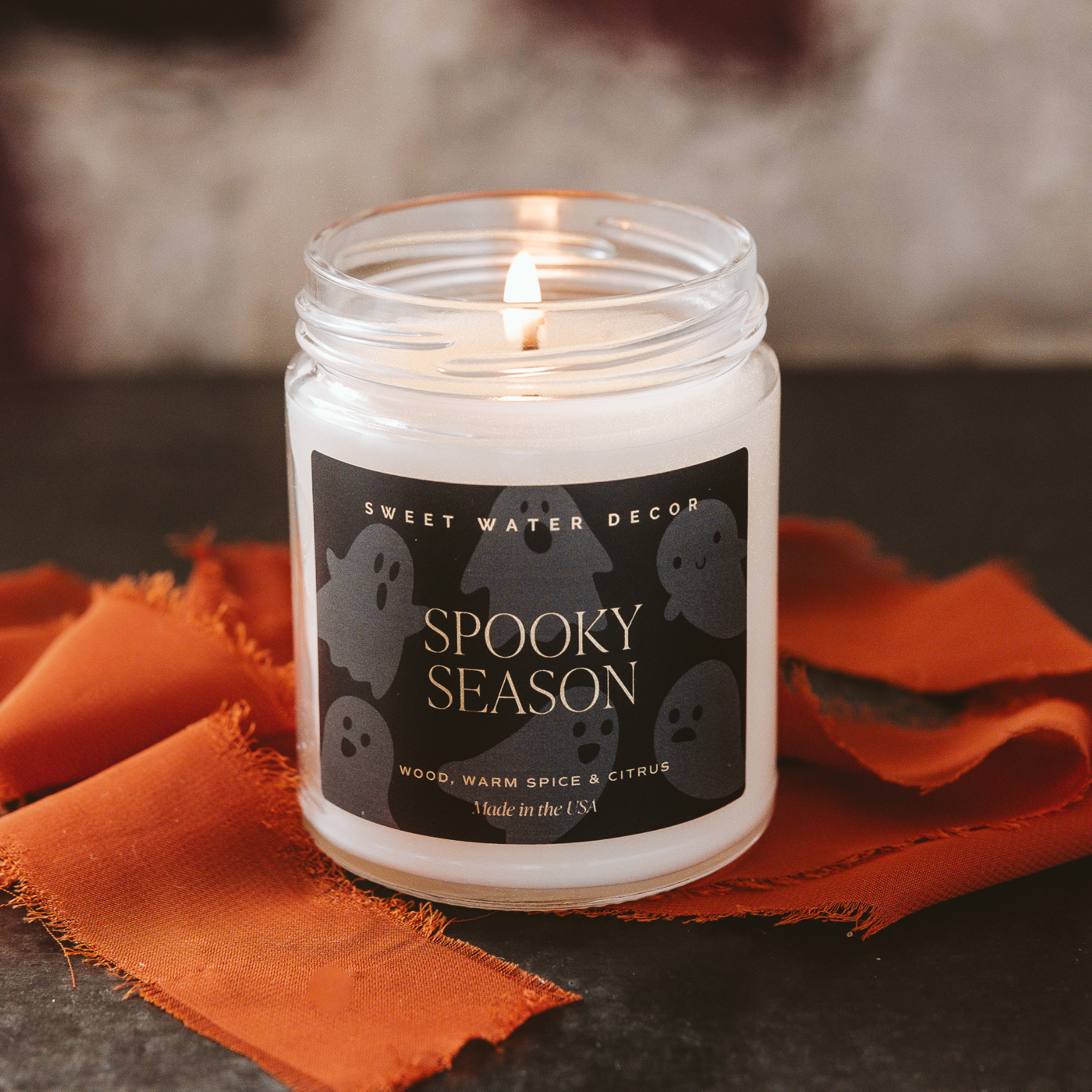 Sweet Water Decor Spooky Season 9 oz Soy Candle in glass jar with lid