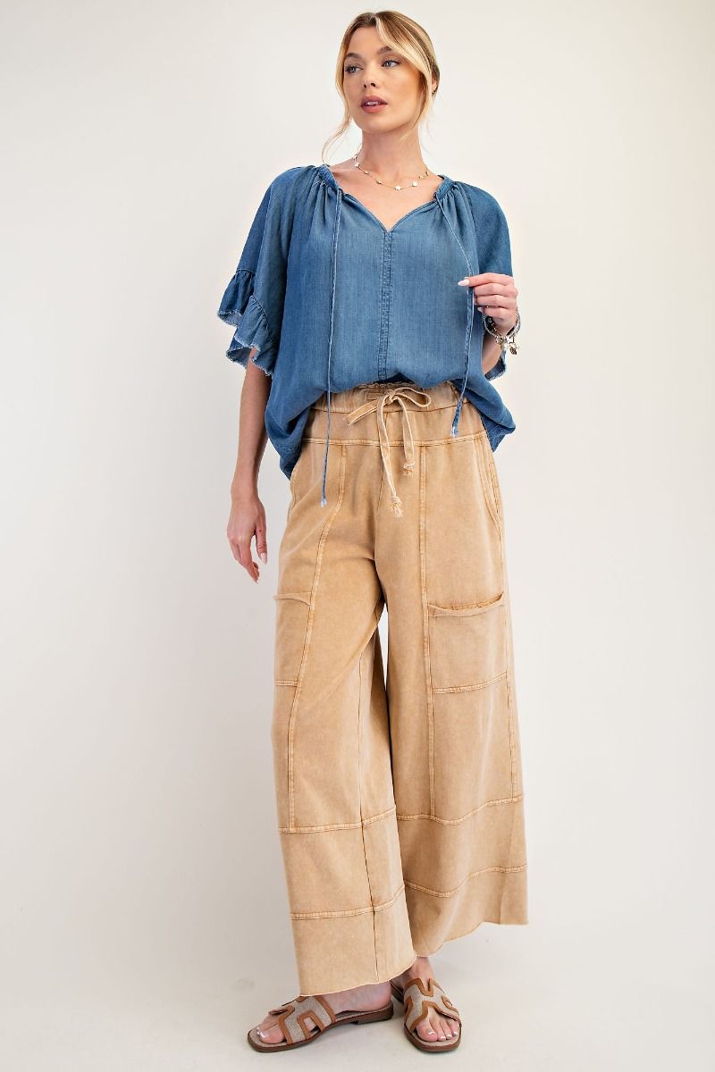 Easel Mineral Washed Terry Knit Pants