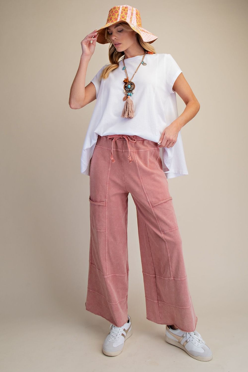 Easel Mineral Washed Terry Knit Pants