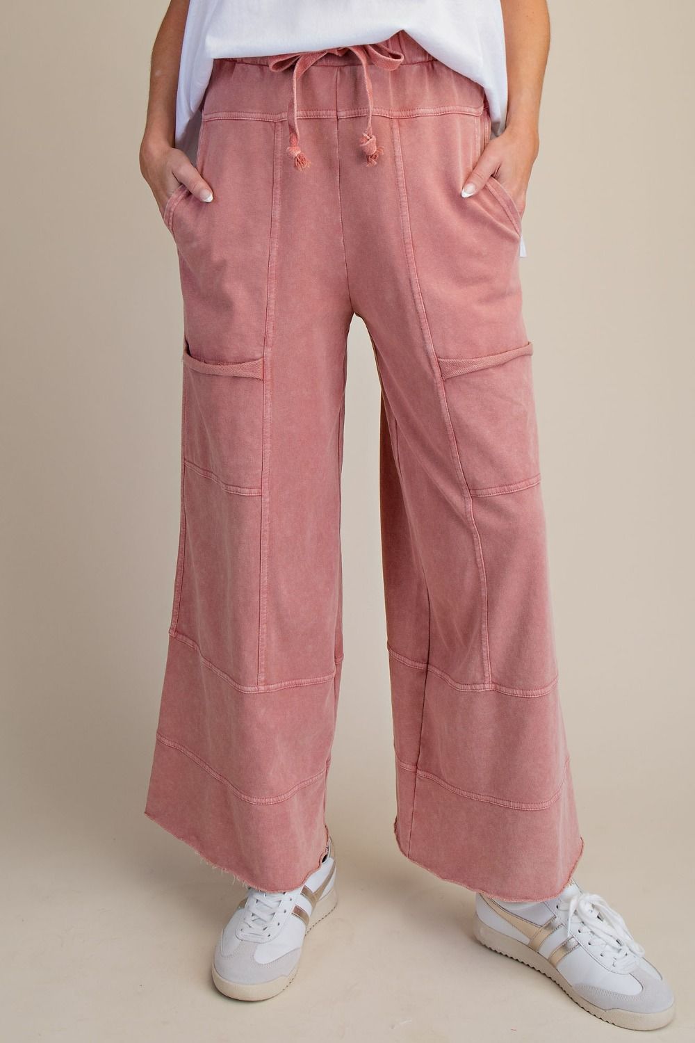 Easel Mineral Washed Terry Knit Pants