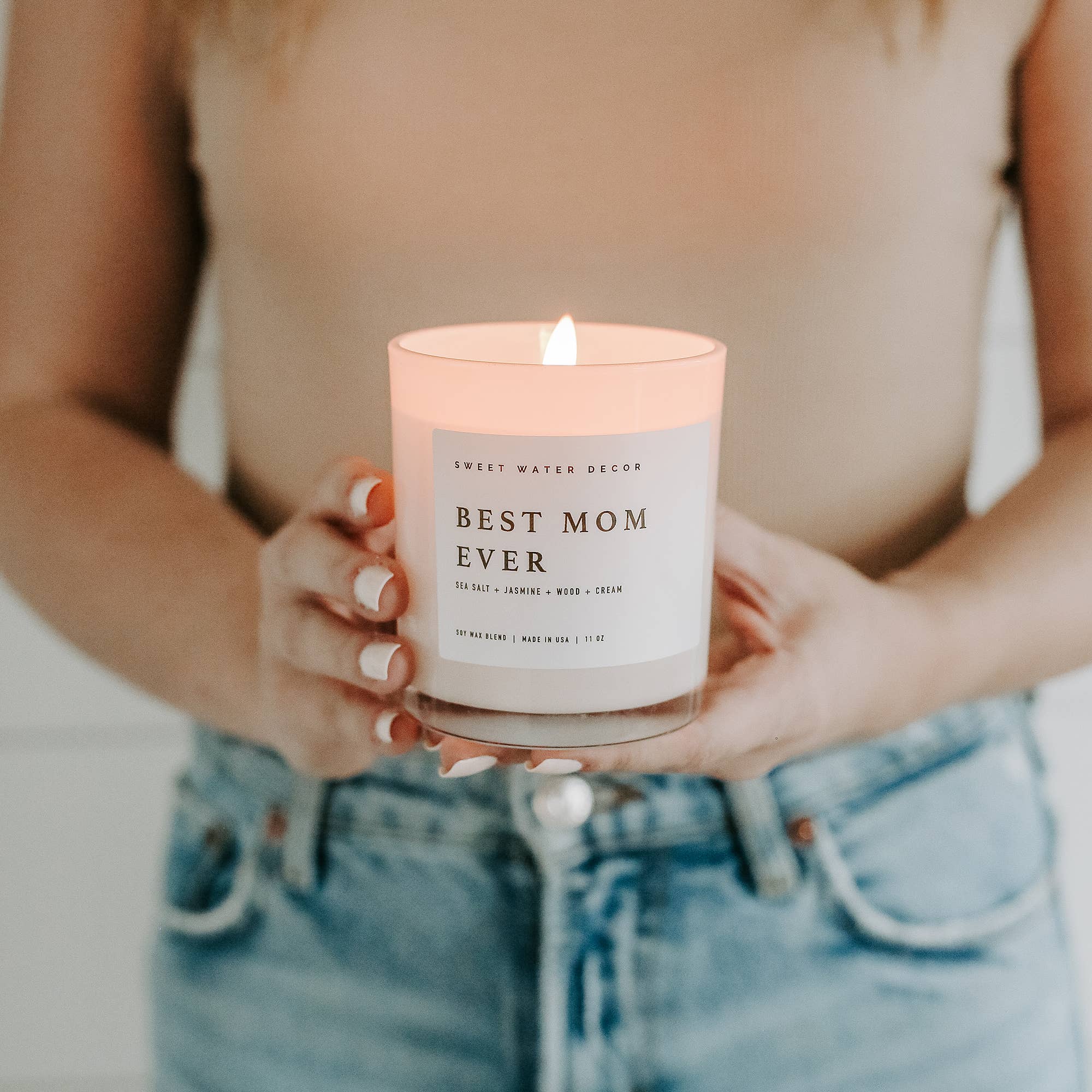 Sweet Water Decor Best Mom Ever Soy Candle with Wooden Lid