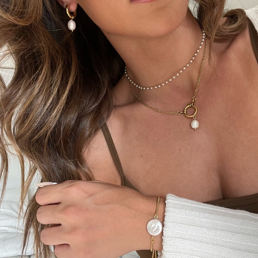 Ellie Vail Sheena Dainty Pearl Necklace