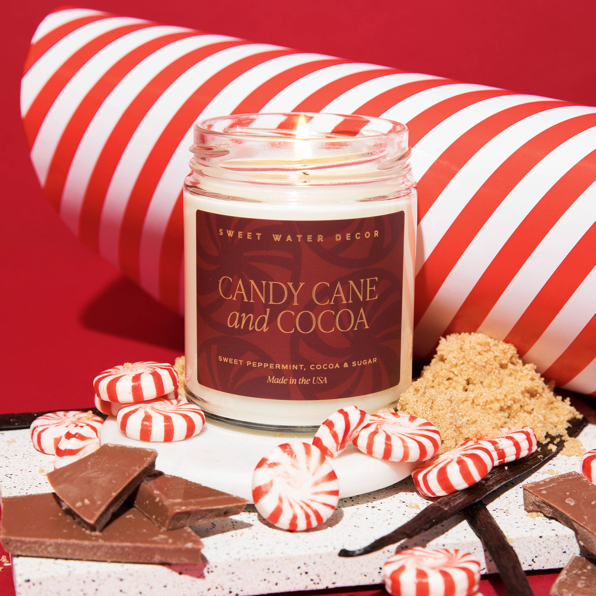 Sweet Water Decor Candles Candy Cane & Cocoa